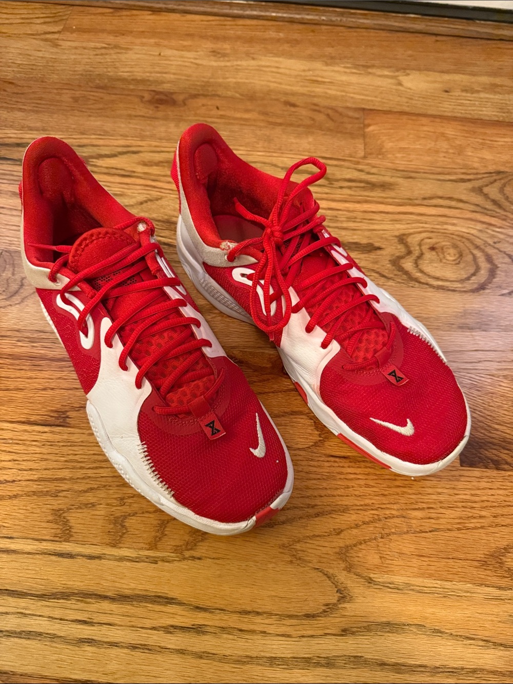 Nike Men’s PG 5 Red and White Athletic Sneakers -
